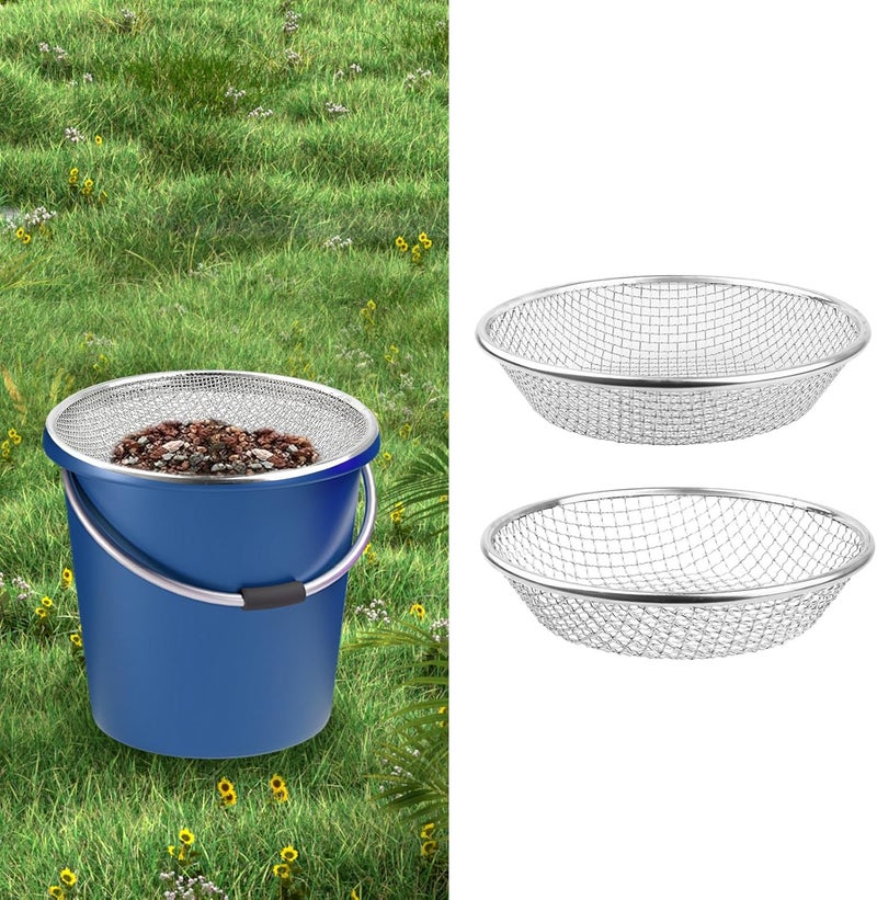 moonateen 2Pcs Soil, Sand, and Compost Sifter for Gardening – Sieve for Rocks, Dirt, and Organic Material – Fits 5-Gallon Buckets(1/4In&3/8In Mesh) - Image 1